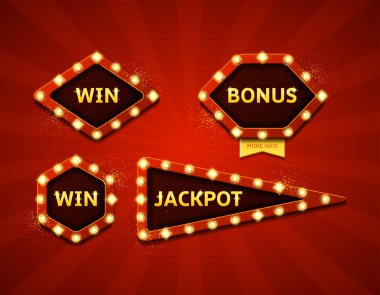 Parlayan lambalar ile retro afiş kümesi