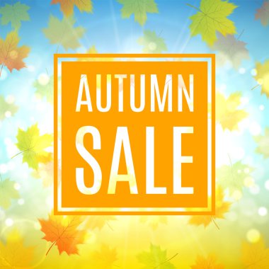 Akçaağaç yapraklı sonbahar indirimi afişi