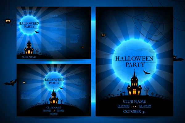 Reeks van flyers voor halloween — Stockvector