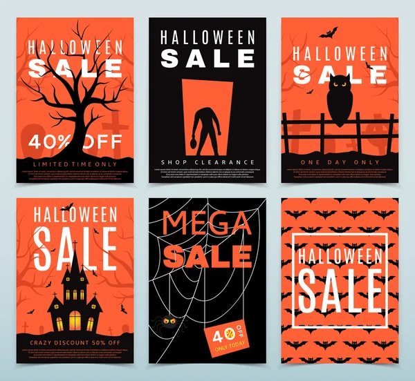 Set of posters for Halloween sale — Stock Vector