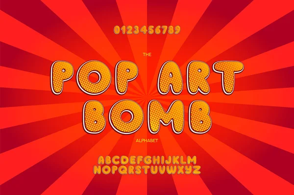 Шаблон Комического Поп Арта Ретро Цветовой Алфавит Цифровая Гамма Векторная — стоковый вектор
