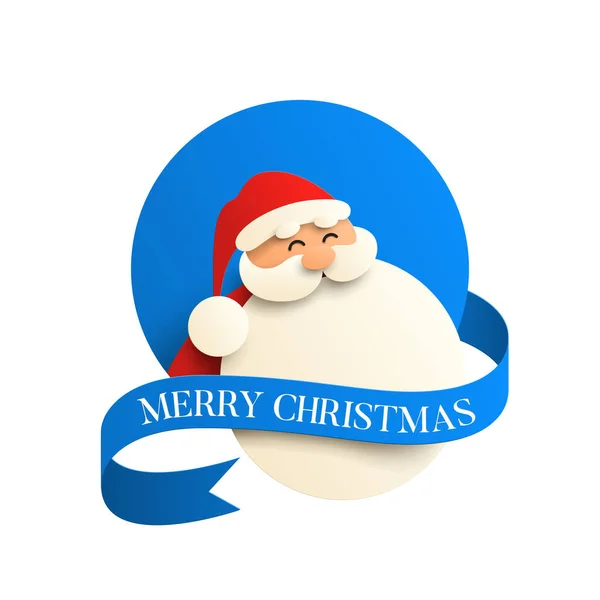 Merry Christmas Happy New Year Card Smiling Funny Santa Claus — Stock Vector