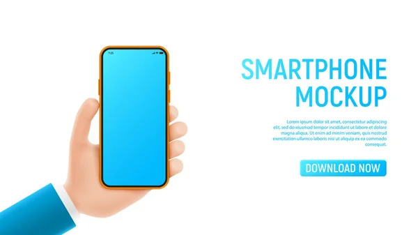 Mockup Met Cartoon Hand Smartphone Sjabloon Van Smart Phone Met — Stockvector