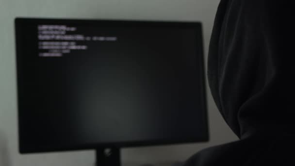 Hacker Está Hackeando Programa Aplicativo Base Dados Conceito Ataque Hacker — Vídeo de Stock