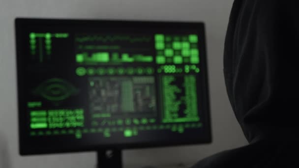 Hacker Está Hackeando Programa Aplicativo Base Dados Conceito Ataque Hacker — Vídeo de Stock
