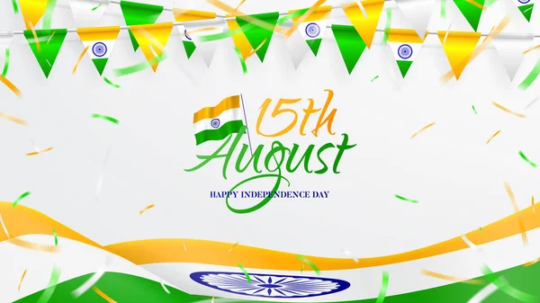 Vector Illustration Happy Independence Day India Vector Illustration Realistic Flag — Stock Vector