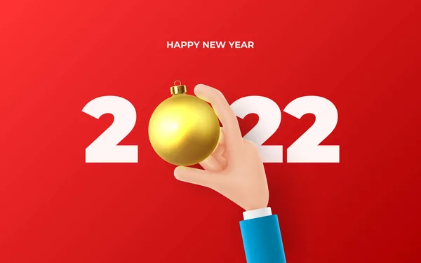 Концепція Прапора Щасливого Нового Року 2022 Року Картонова Рука Тримає — стоковий вектор