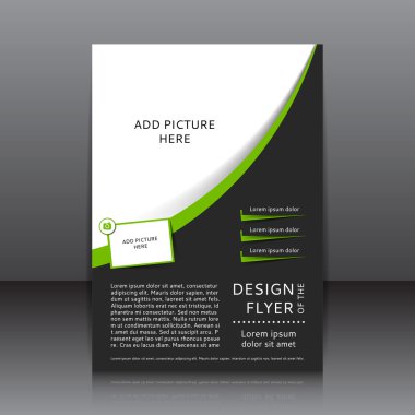 Afiş resim ve yeşil öğeler için yer ile yeşil vektör tasarımı.