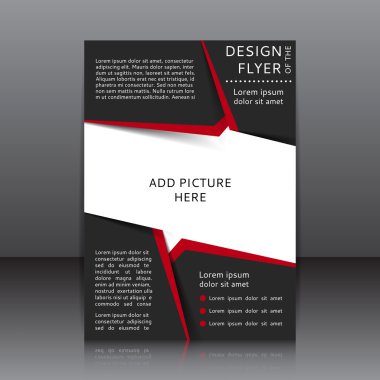 Kırmızı ve siyah öğeleri ve görüntüler için yerleri ile afiş vektör tasarımı