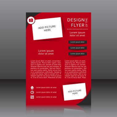 Vektör tasarımı siyah öğeleri ve görüntüler için yerleri ile kırmızı afiş