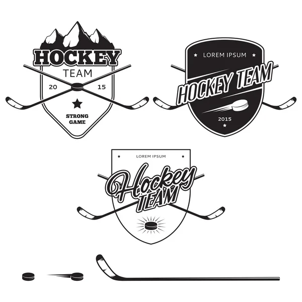 Set of ice hockey teams logos, badges and design elements — Stock Vector