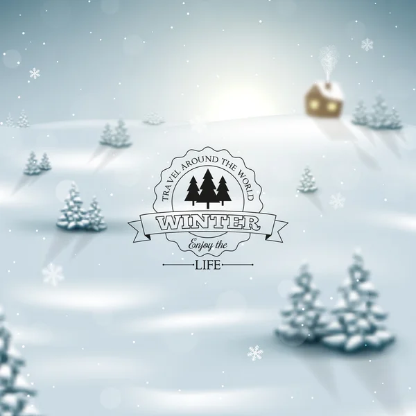 Winter landscape background with snowflakes — Stock Vector