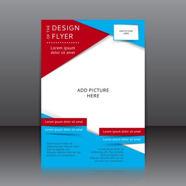 Vektör tasarımı kırmızı elemanları ile mavi afiş