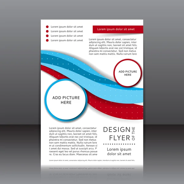 Vector ontwerp van de blauwe flyer met rode elementen — Stockvector