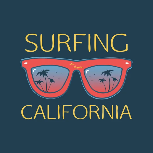 Tipografía de ilustración de surf con gafas — Archivo Imágenes Vectoriales