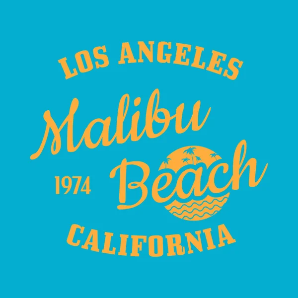 Malibu Beach illüstrasyon tipografi — Stok Vektör