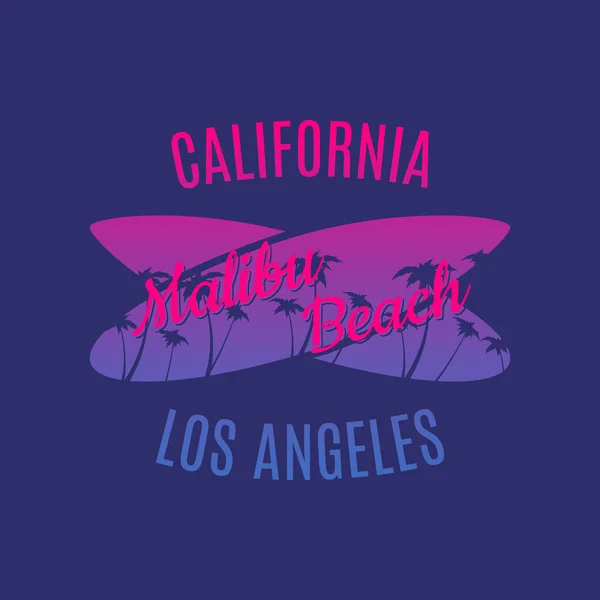 California Malibu Beach surf illustrazione tipografia — Vettoriale Stock