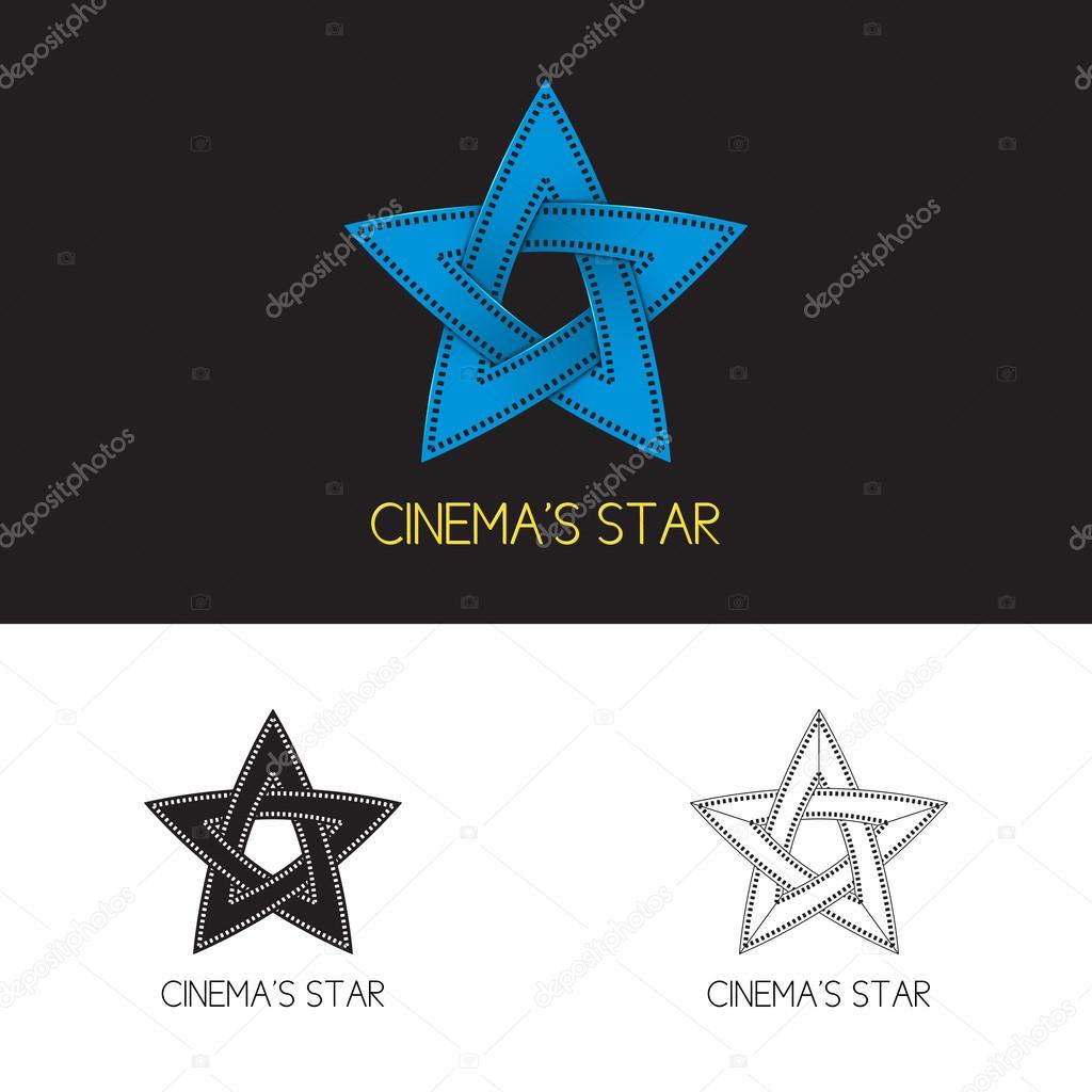 It is concepts of logo cinema in the form of star with film's tape. Three options, two black-and-white, one color