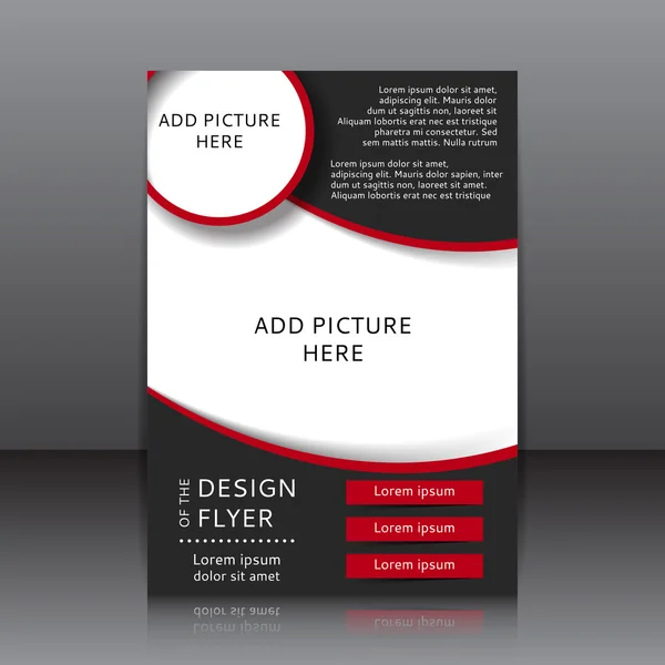 Vector ontwerp van de zwarte en rode flyer whit plek voor foto 's — Stockvector