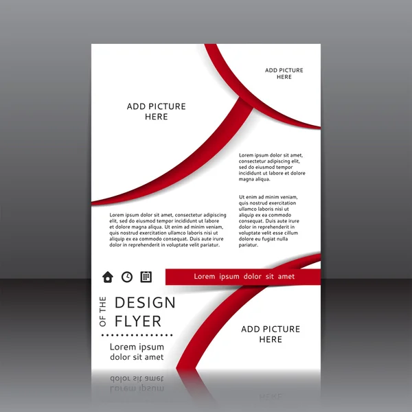 Vector design of the white flyer whit red elements and place for pictures