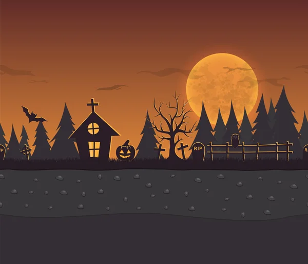 Fondo de dibujos animados repetitivo sin costuras para Halloween — Vector de stock