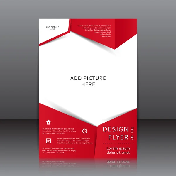 Vector ontwerp van de rode flyer met plaats voor foto 's — Stockvector