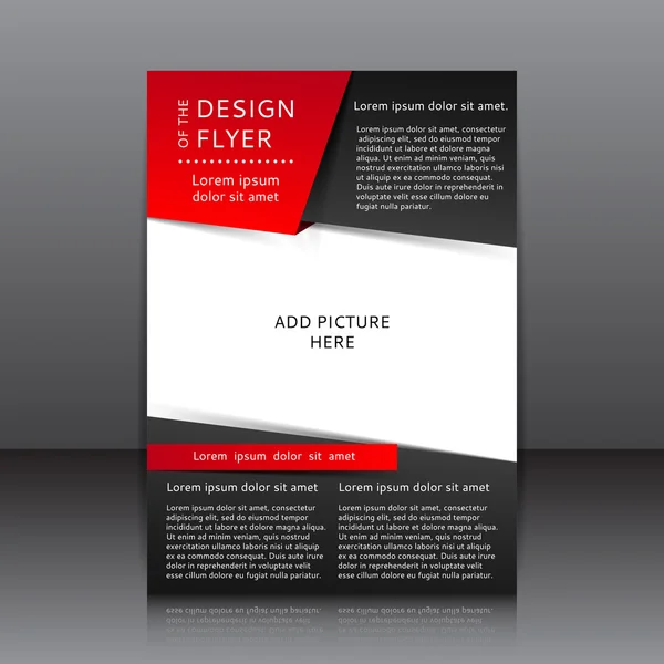 Gestaltung der schwarz-roten Flyer-Vektor-Illustration mit Platz für Bilder. — Stockvektor