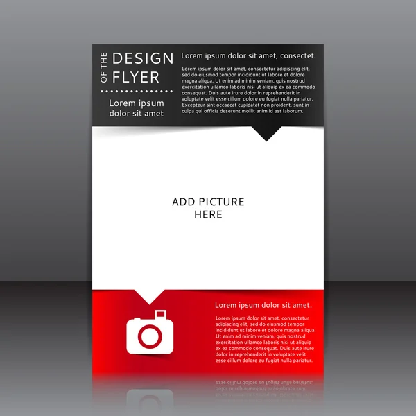 Design de flyer negru și roșu ilustrare vector loc alb pentru imagini . — Vector de stoc