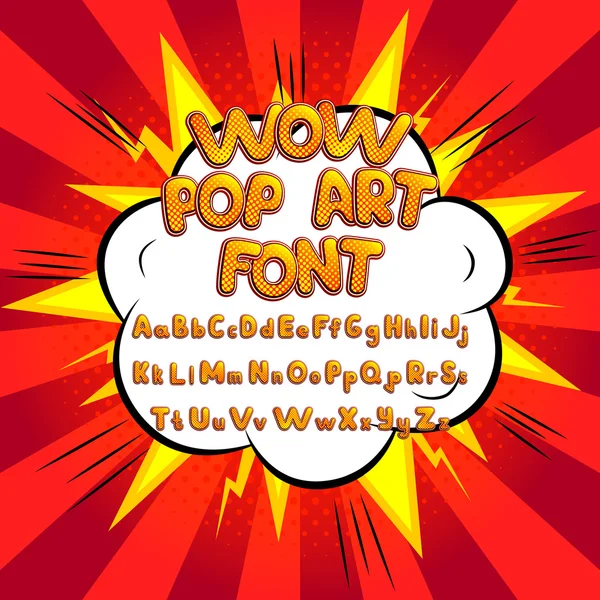 Wow arte pop cómic fuente vector ilustración — Vector de stock