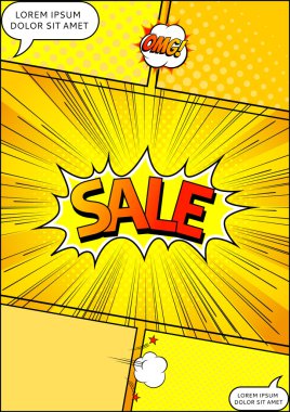 El ilanı pop art comic satış indirim promosyon vektör çizim tasarımı