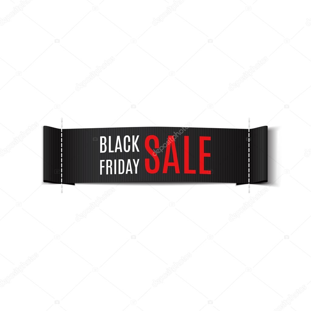 Vector background of black friday sale with black fabric sticker.