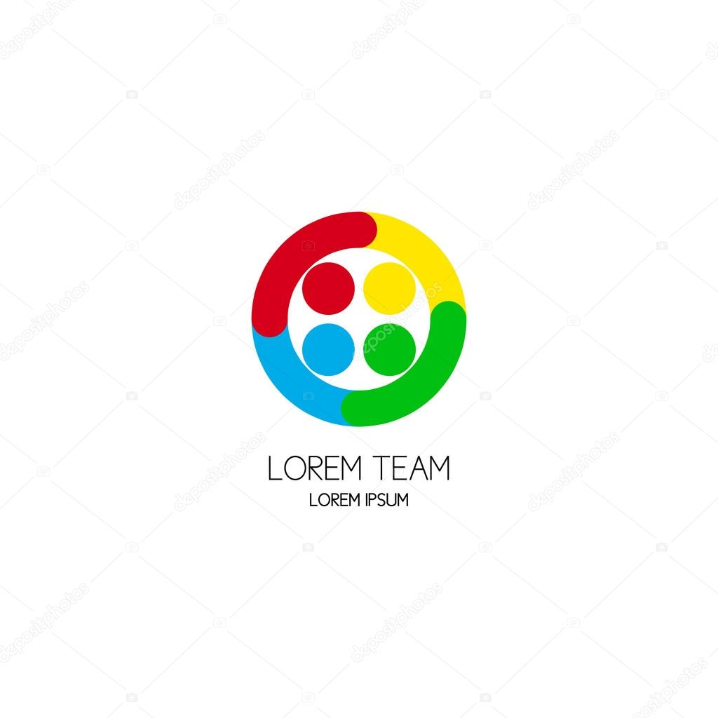 Vector circle icon of  team work and team building.