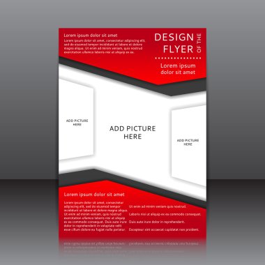 Kırmızı ve siyah el ilanı vektör çizim resimleri için yer ile tasarımı.