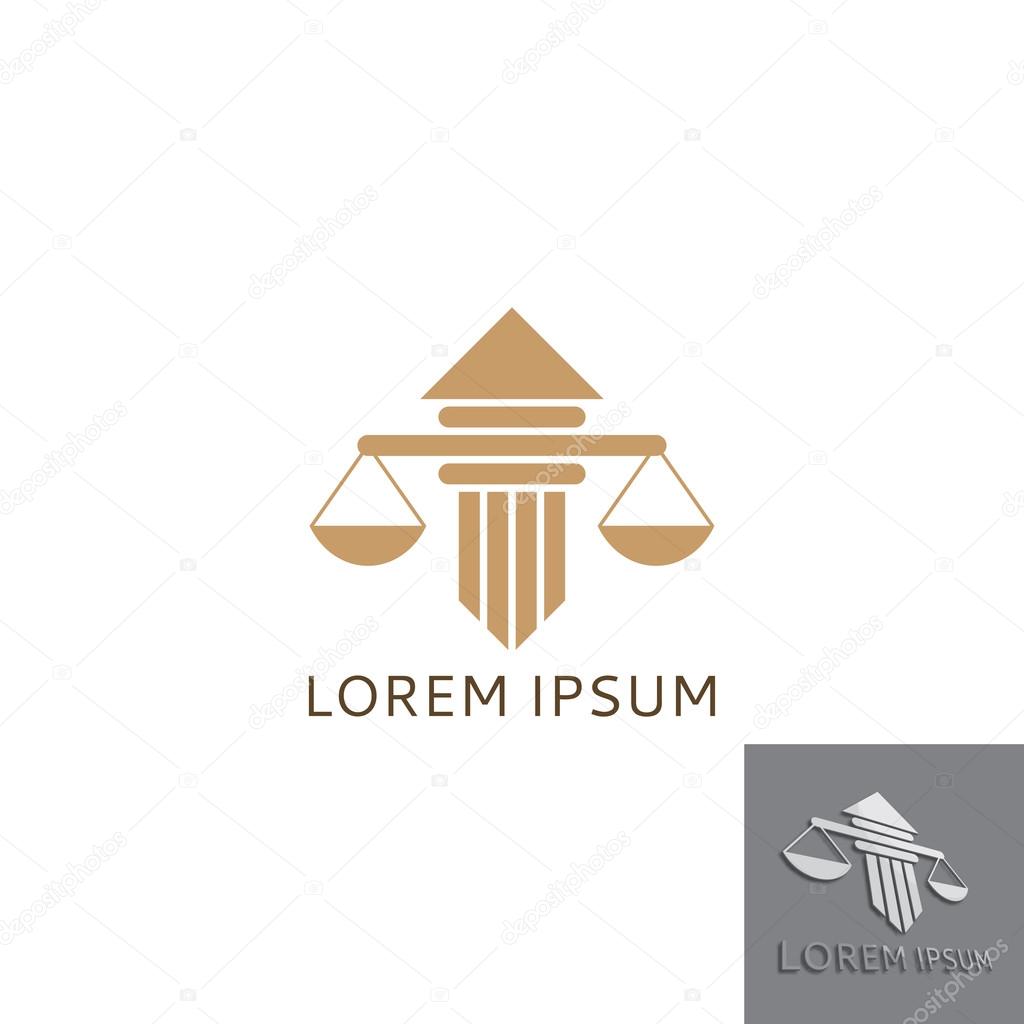 Concept of logo of lawyer in the form of scales and  greece column.