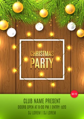 Noel ışıkları ile Noel vektör el ilanı