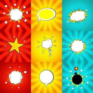 Pop sanat tarzı çizgi dizi patlamaları