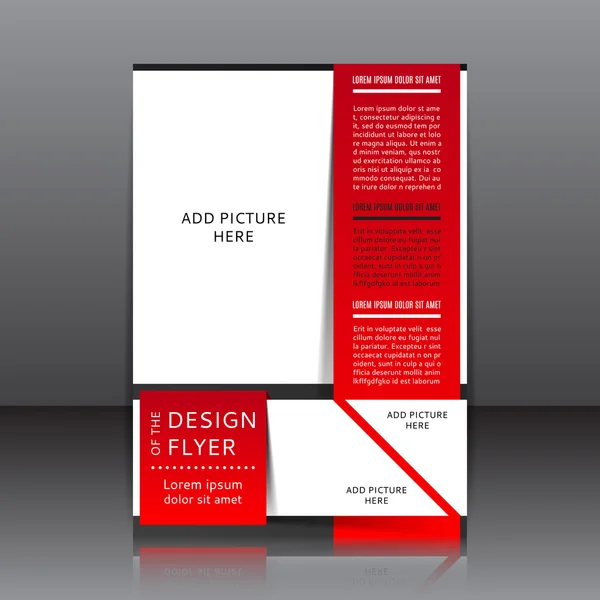 Diseño del folleto rojo ilustración vectorial con elementos de texto y lugar para las imágenes — Vector de stock