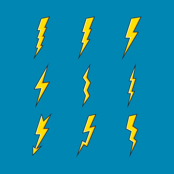 Vector uppsättning lightning ikoner — Stock vektor