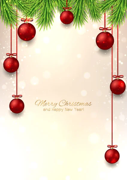 Flyer vectoriel de Noël avec jouets de Noël et brindilles de sapin — Image vectorielle