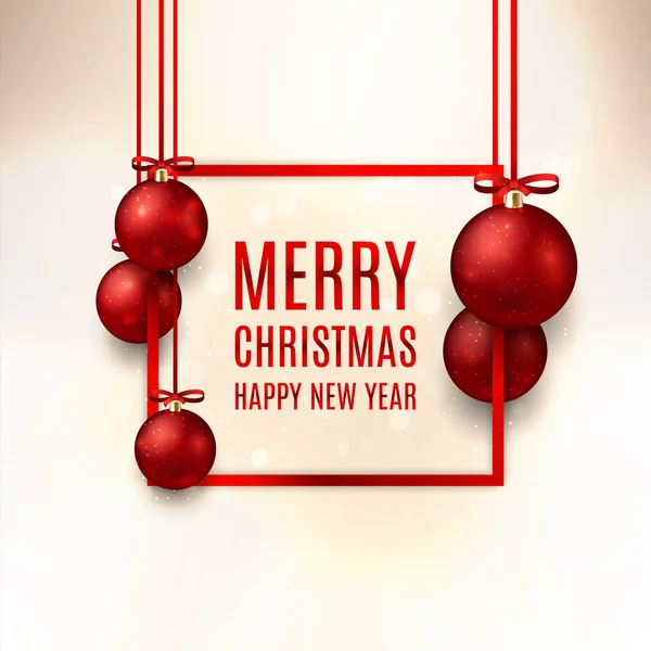 Bannière vectorielle de Noël avec boules rouges de Noël — Image vectorielle
