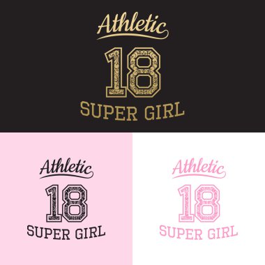 Vektör yazdırma atletik süper kız tipografi için