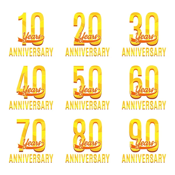 Conjunto de etiquetas de aniversario feliz — Vector de stock