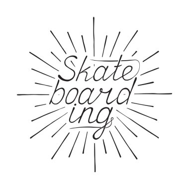 Vintage elle çizilmiş baskı Skateboarding t-shirt için