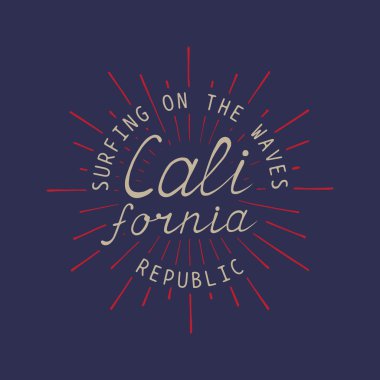 Vintage elle çizilmiş baskı California t-shirt için