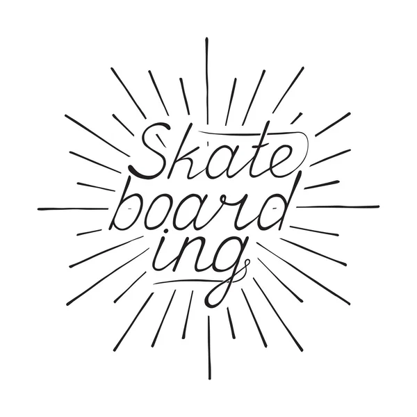 ビンテージ t シャツに手描きプリント スケート ボード — ストックベクタ