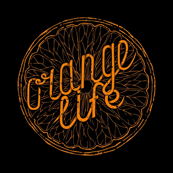 Rótulo da tipografia da vida laranja — Vetor de Stock