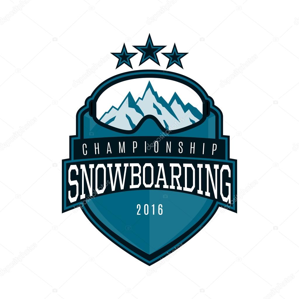 Vector label of snowboarding