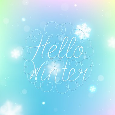 Kış Noel kar taneleri ve kış yazı arka plan bulanık