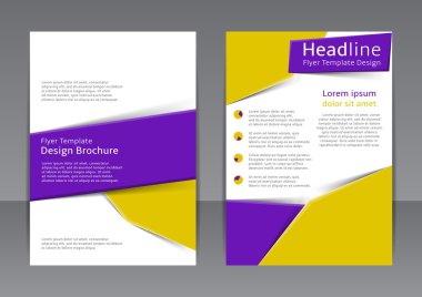 Mor ve sarı el ilanı, kapağı, broşür, poster, rapor vektör tasarımı.