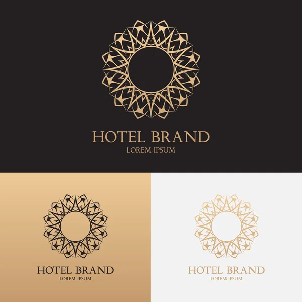 Vector template of logo of hotel brand with floral ornament — Stock Vector